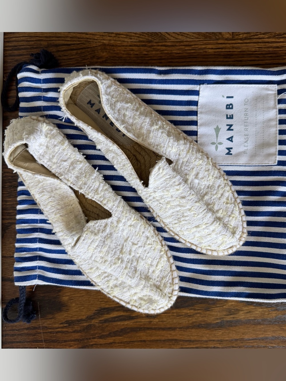 Manebi Cream Textured Espadrilles
